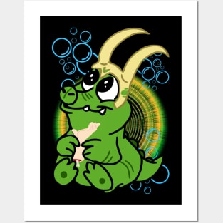 ALLIGATOR KAWAII HORNS Posters and Art